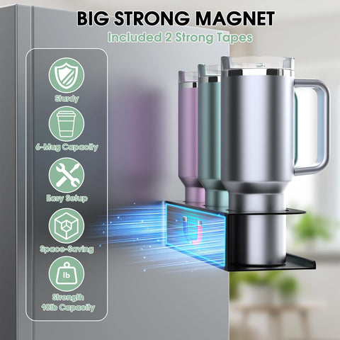 POLRAI organizer mounted on cabinet side provides space-saving magnetic storage for cups.