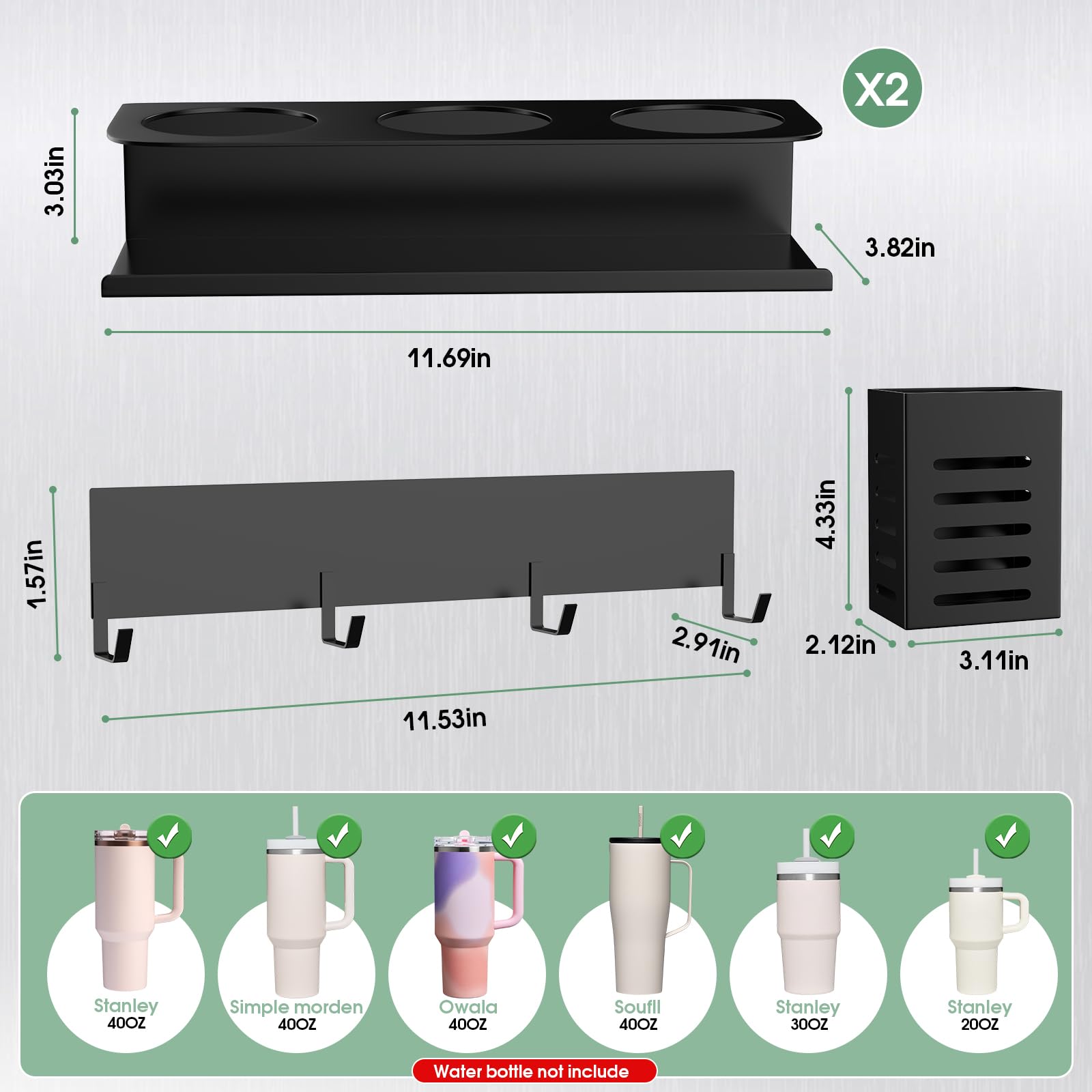 POLRAI organizer stores multiple cups neatly, compatible with similar-sized mugs.
