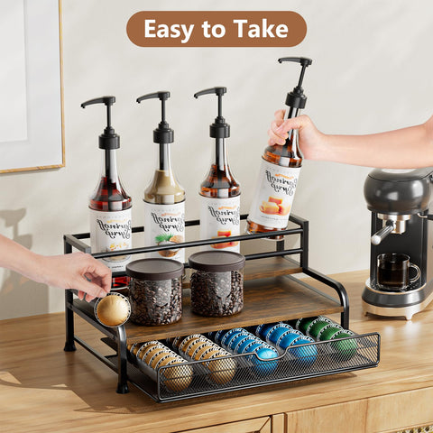 PONEYA 3-tier rack with drawer pod holder for VetuoLine capsules keeps pods organized.
