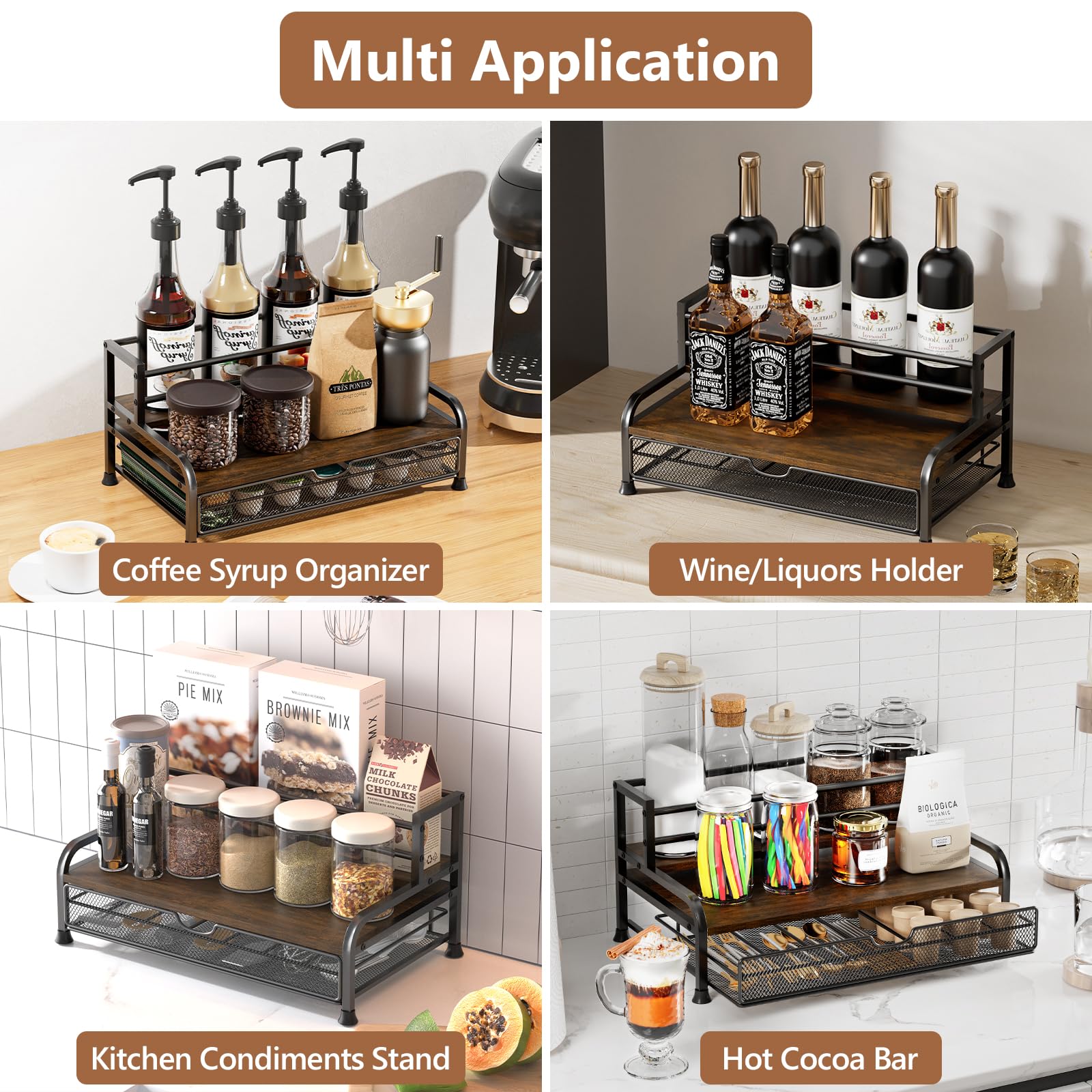 PONEYA kitchen storage solution for syrups, wines, and spices.