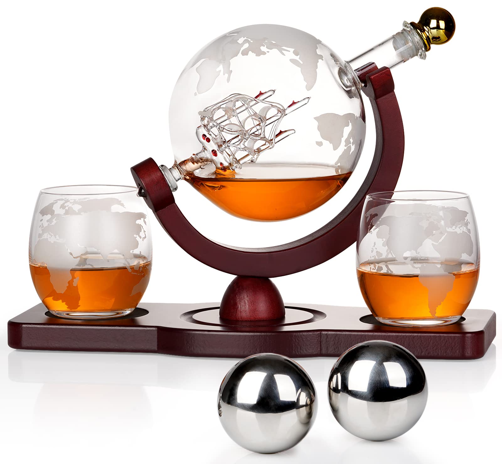 PONPUR globe decanter with ship detail adds refined flair to your home bar.