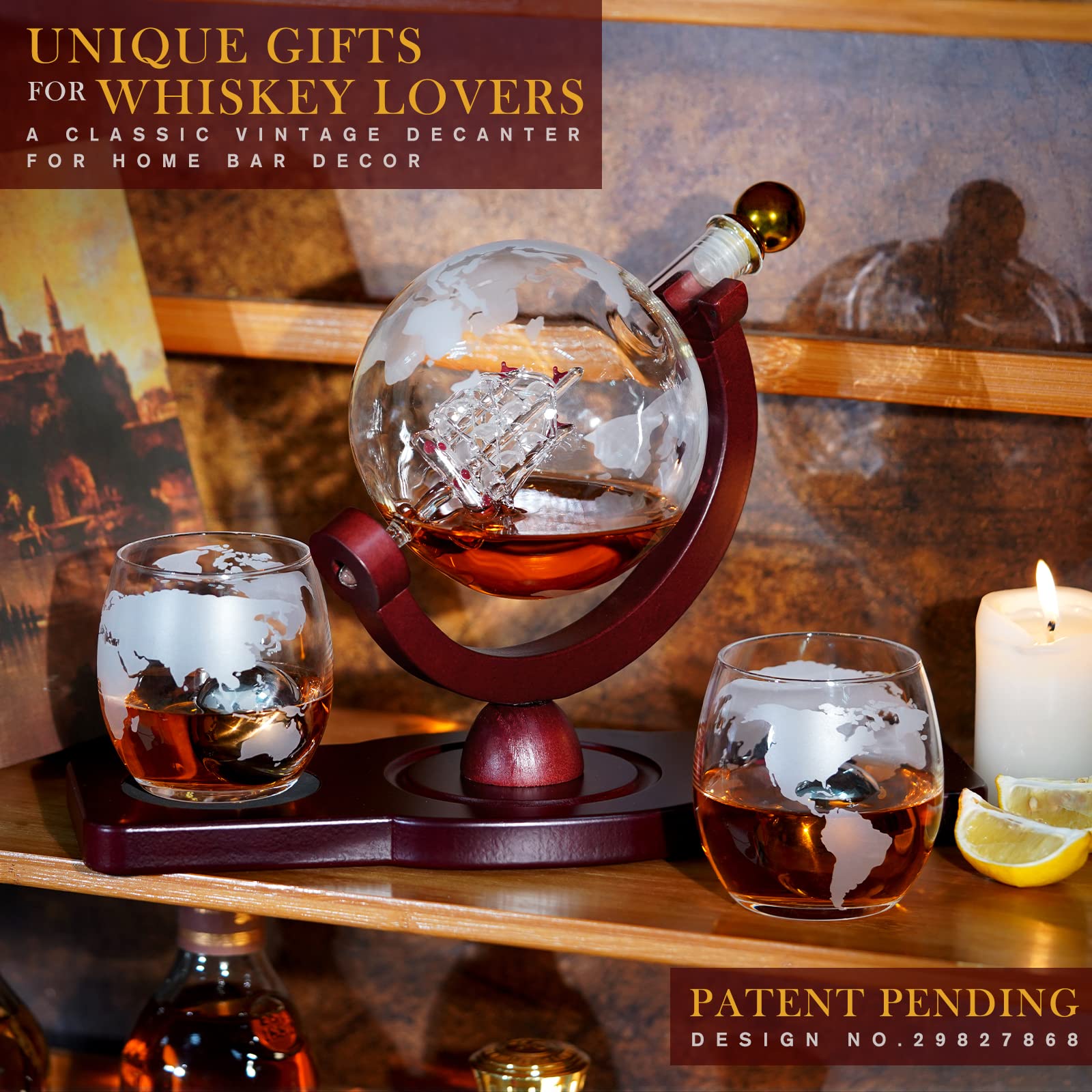 PONPUR world-map whiskey glasses highlight elegance and spark conversation.