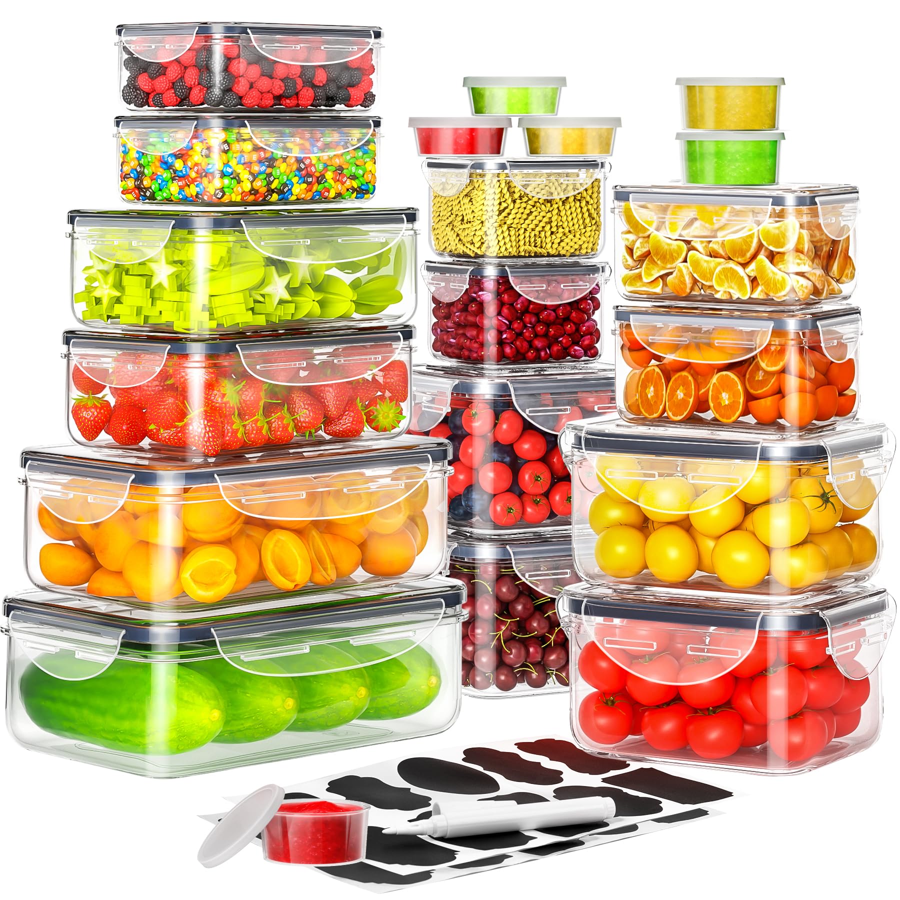 Pony Crossing the River 40-piece containers with clear body for quick meal prep.