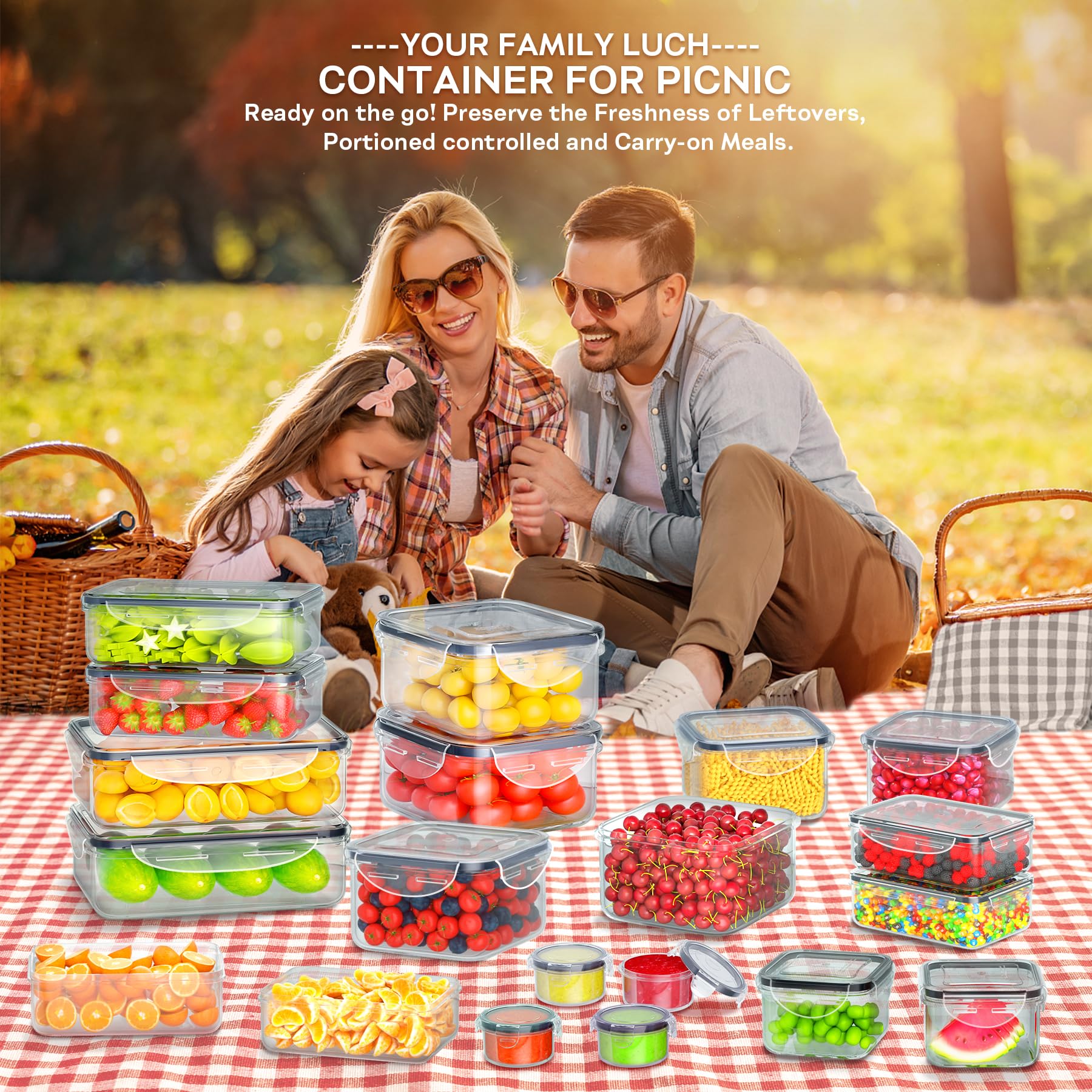 Pony Crossing the River portable lunch kit with 26 lids and 26 containers