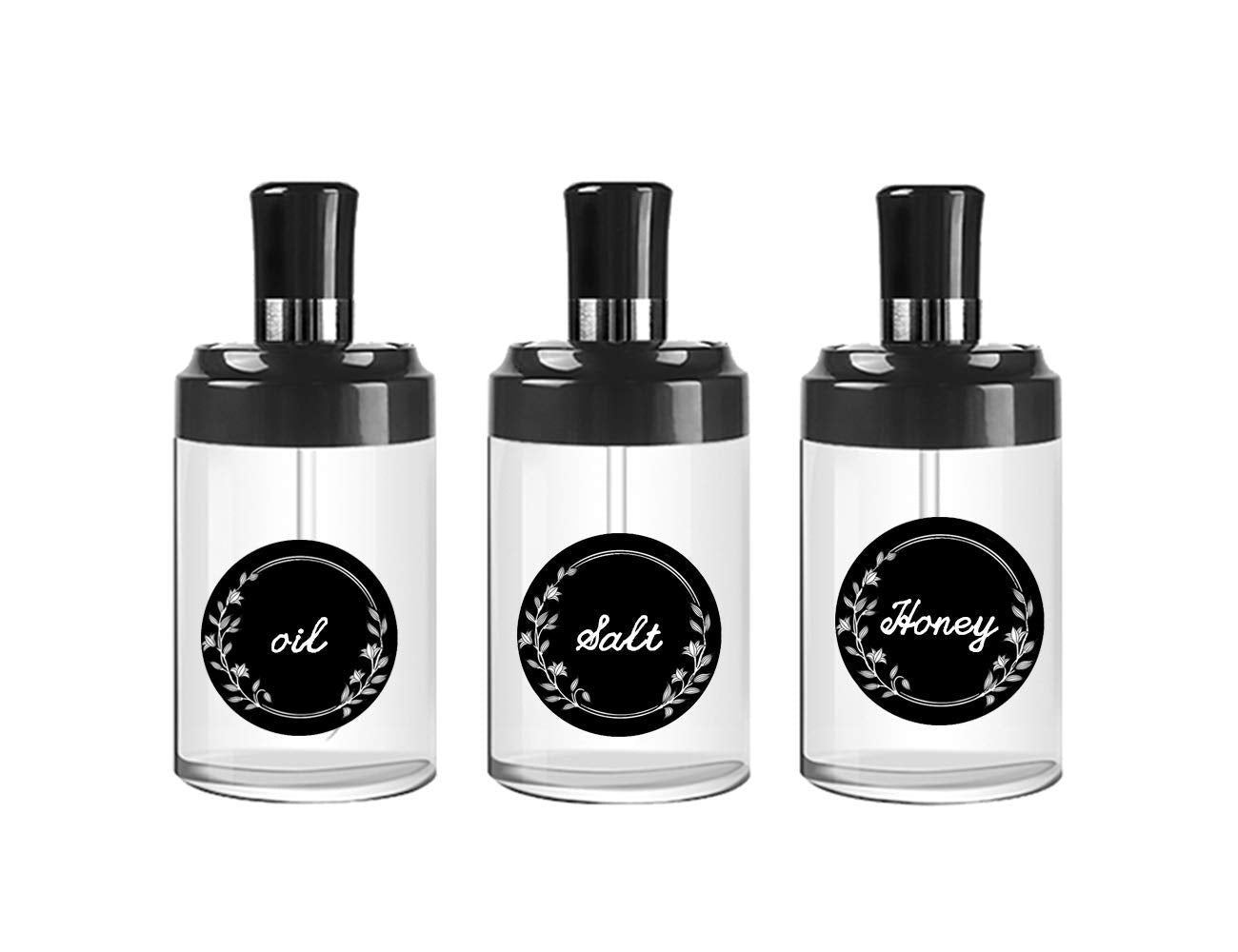 Pop Resin round spice bottle labels on jars for quick spice identification