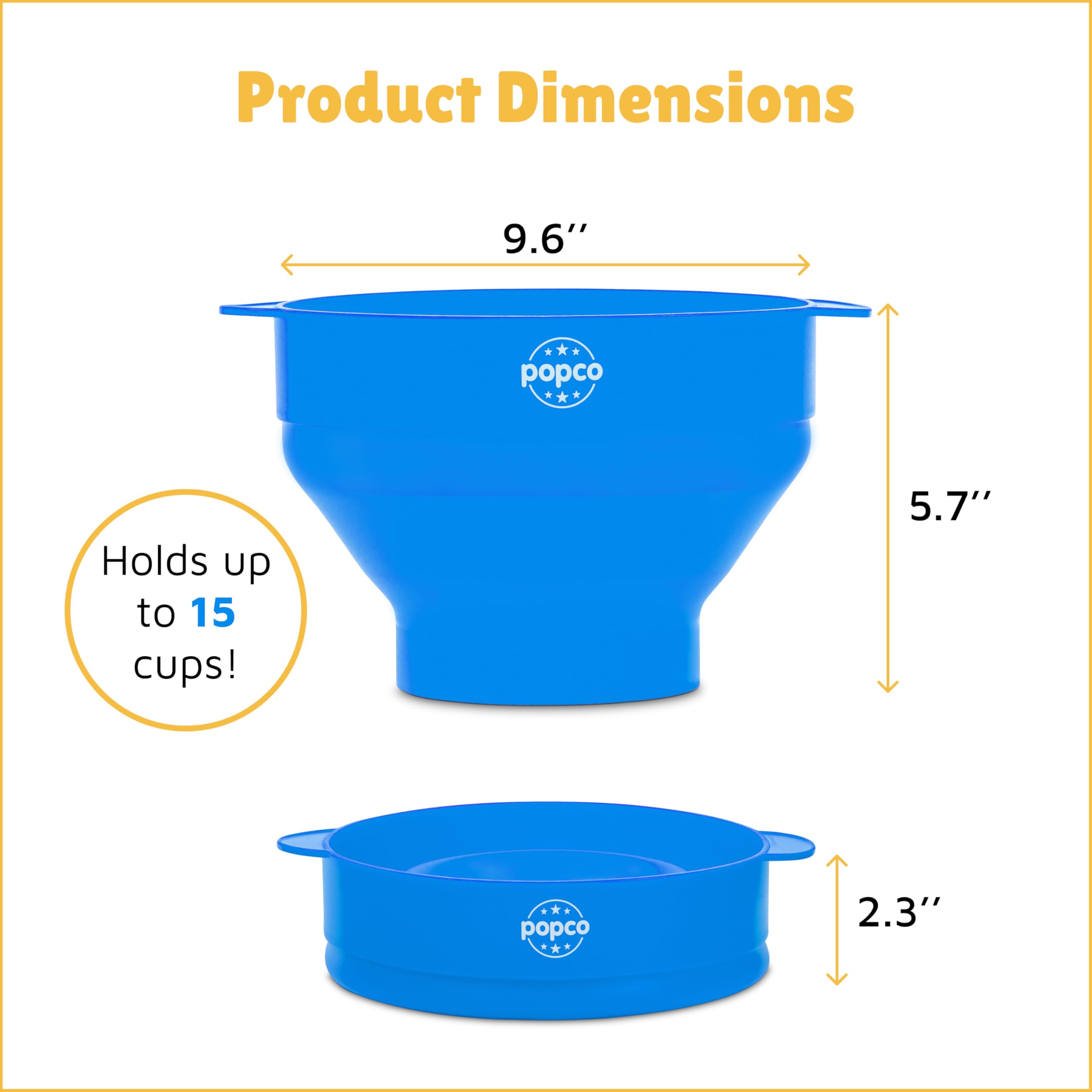 Popco collapsible popcorn bowl folded for compact storage