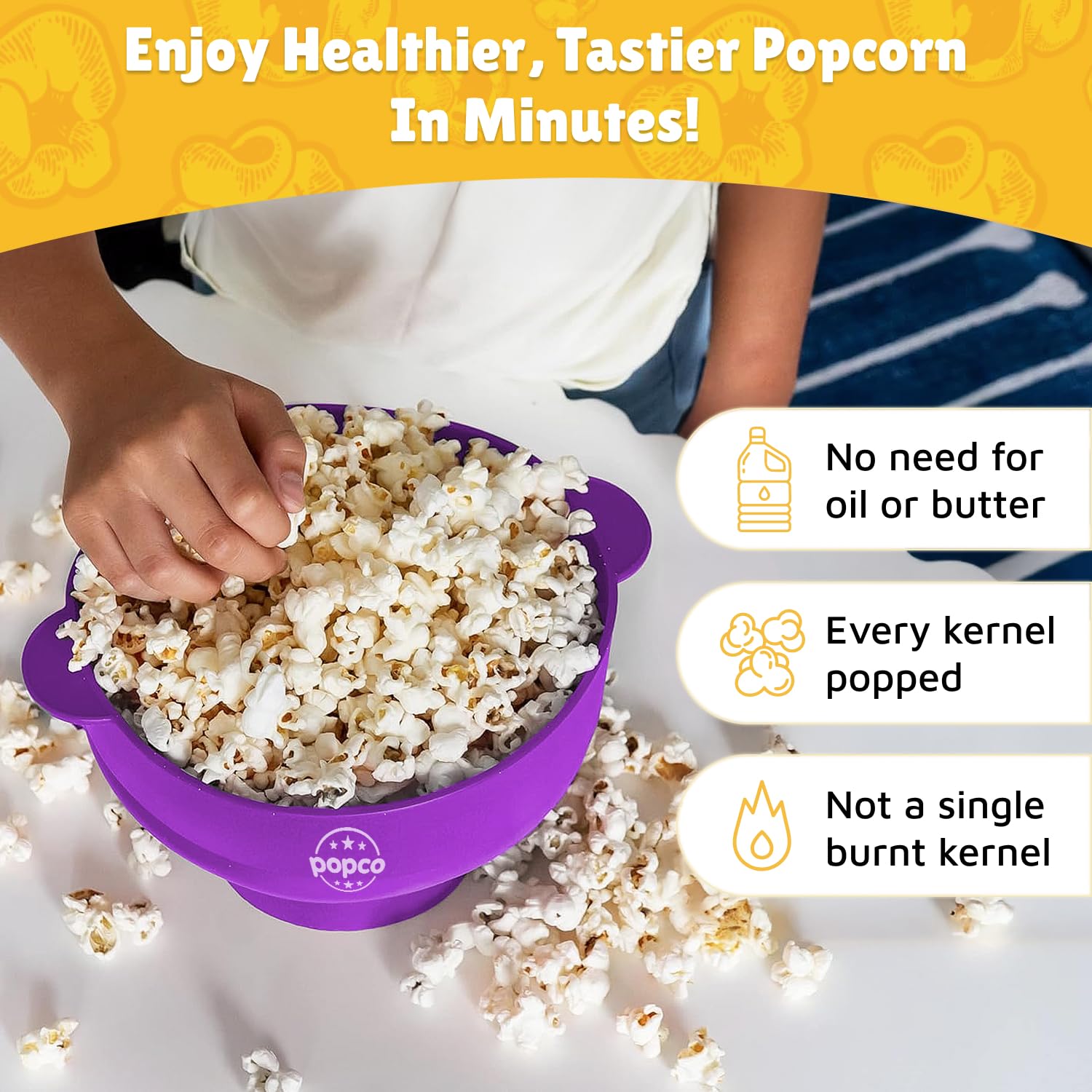 POPCO collapsible popcorn popper saves space when stored away.