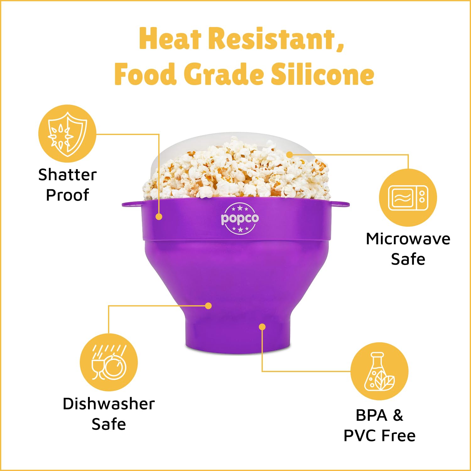 POPCO heat-safe silicone ensures reliable popping without overheating.