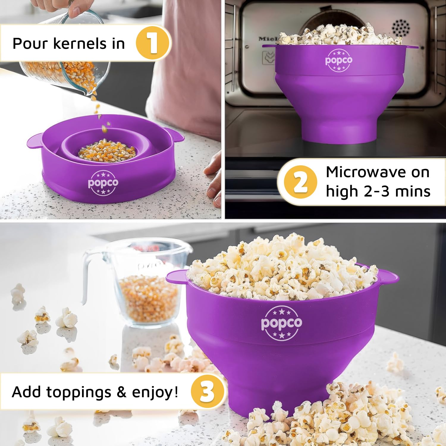 POPCO HotPop built-in handles and lid for safe, easy serving.