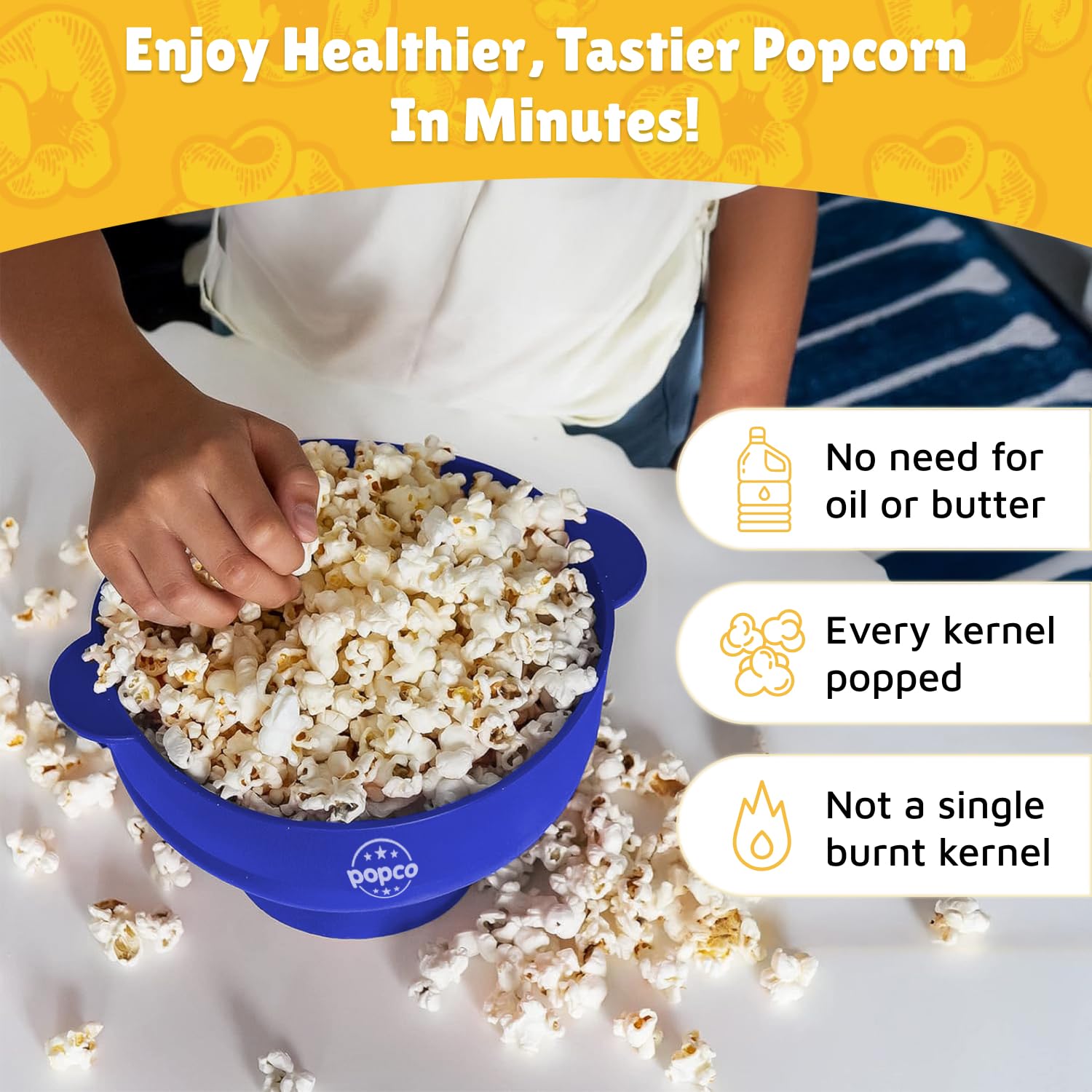 POPCO collapsible popcorn popper design saves kitchen drawer space