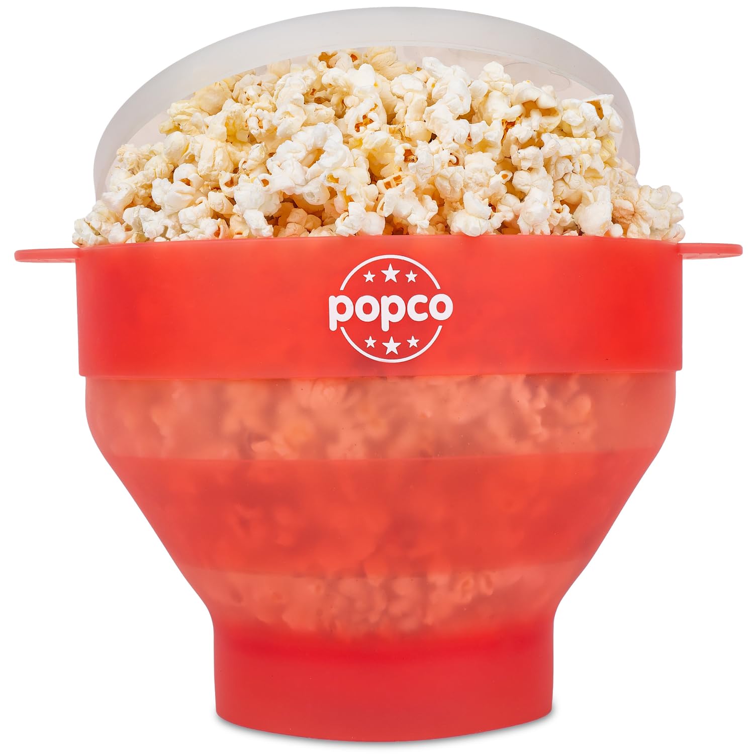 POPCO silicone popcorn maker in microwave bowl for quick, fresh popcorn