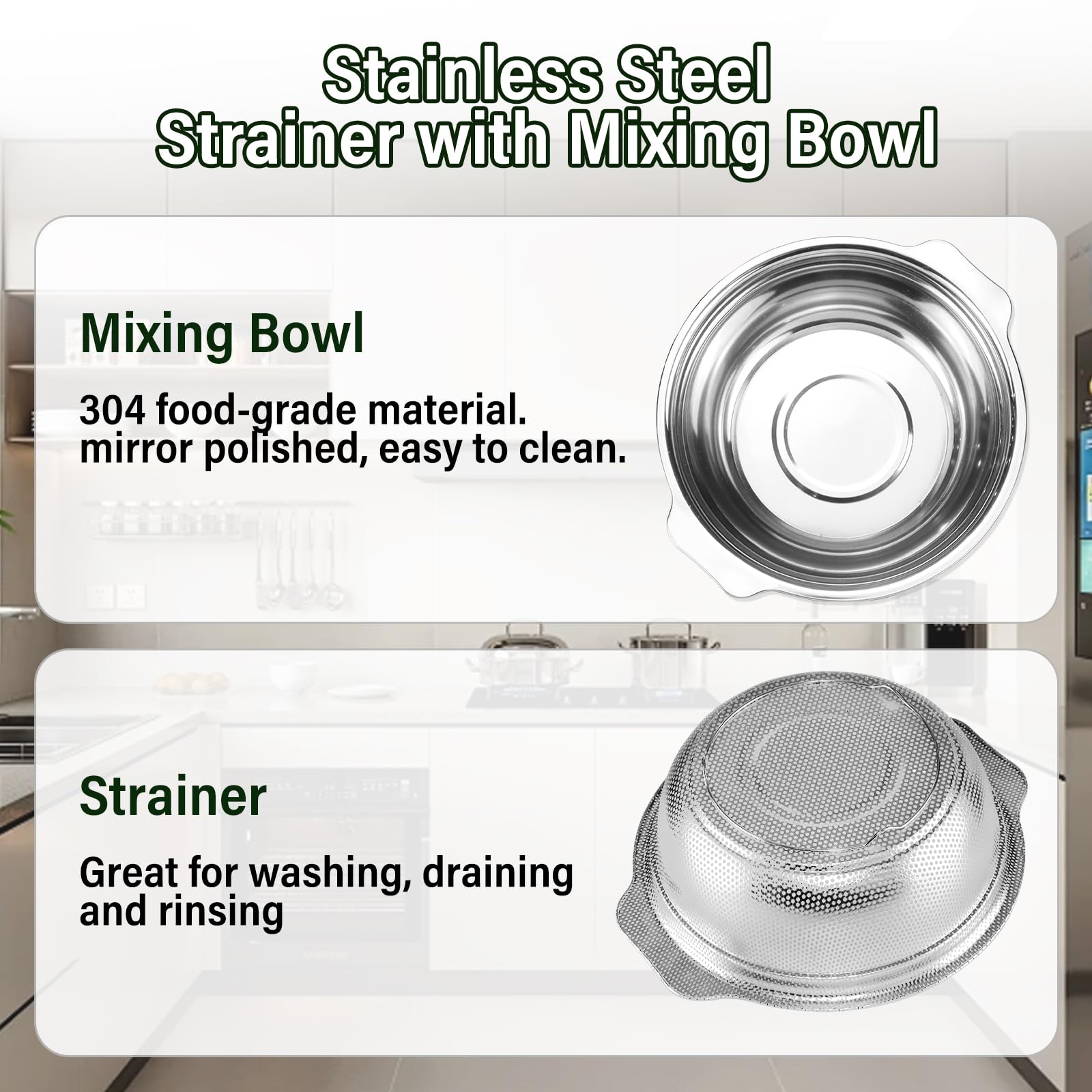 POPGRADE colander with ergonomic handle design for secure grip