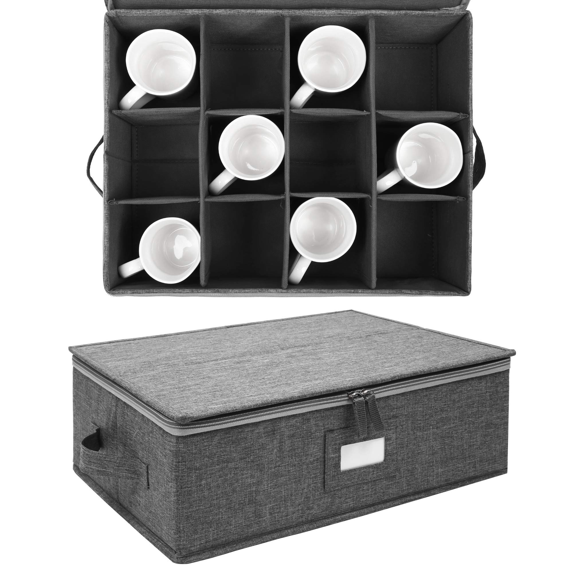 Interior view showing adjustable dividers for different cup sizes in Popoly box