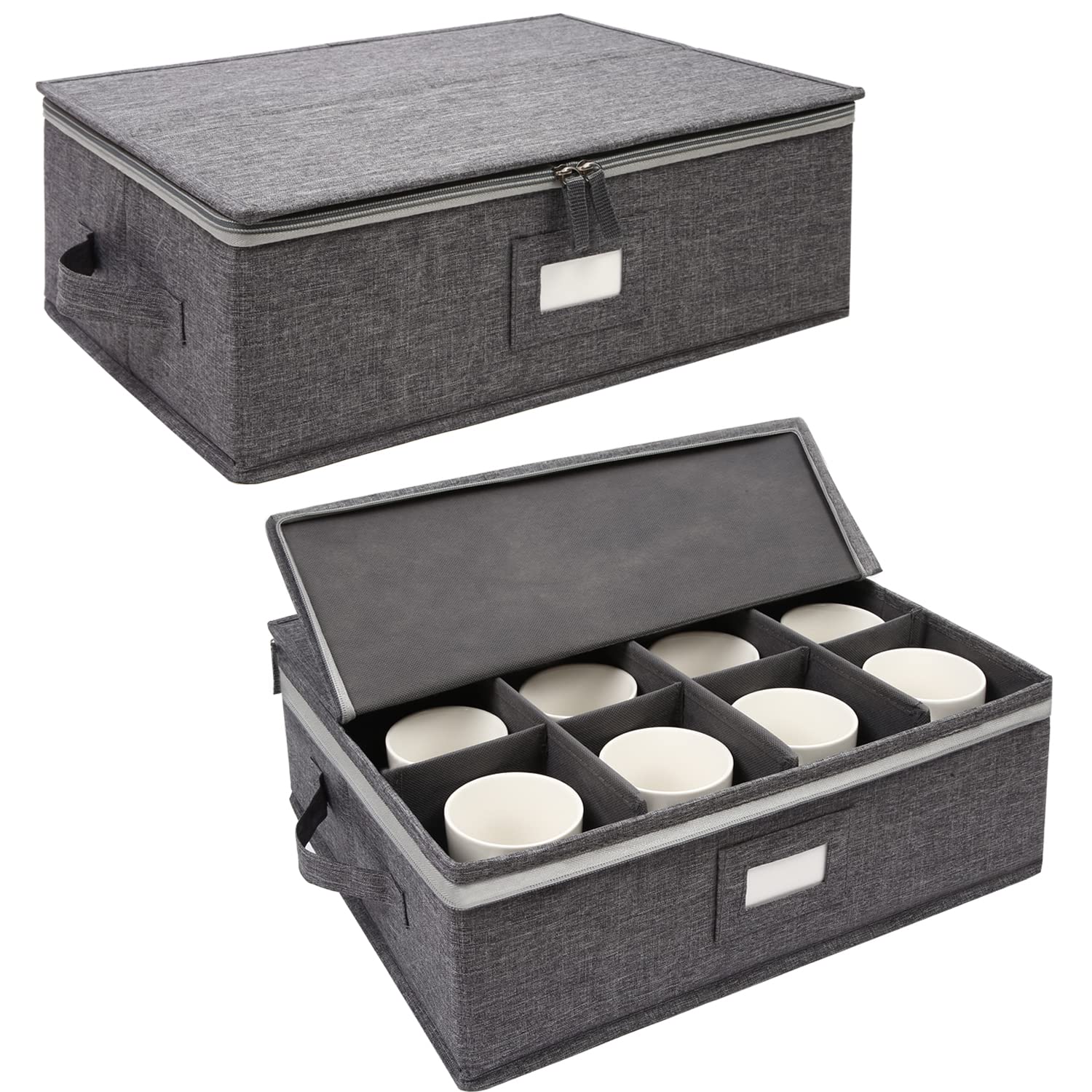 Popoly two-pack mug storage in gray, ideal for a neat cabinet display