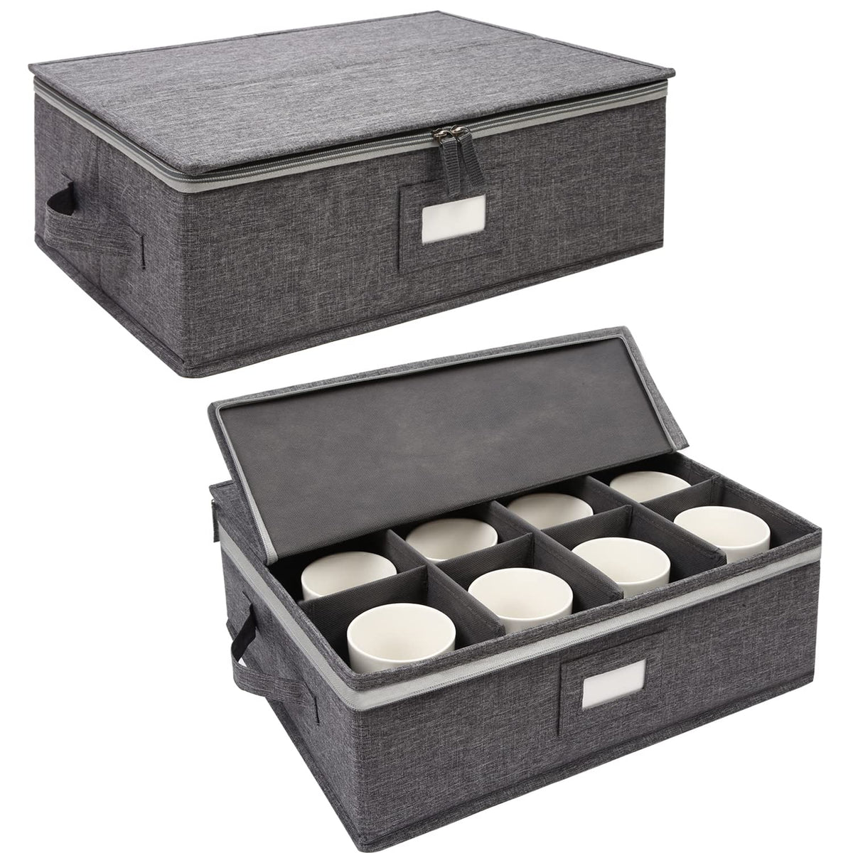 Popoly two-pack mug storage in gray, ideal for a neat cabinet display