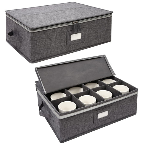 Popoly two-pack mug storage in gray, ideal for a neat cabinet display