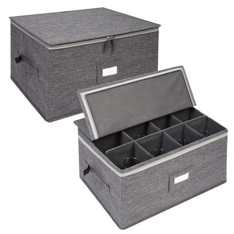 Popoly stemware storage with 12 compartments keeps wine glasses organized and protected from dust