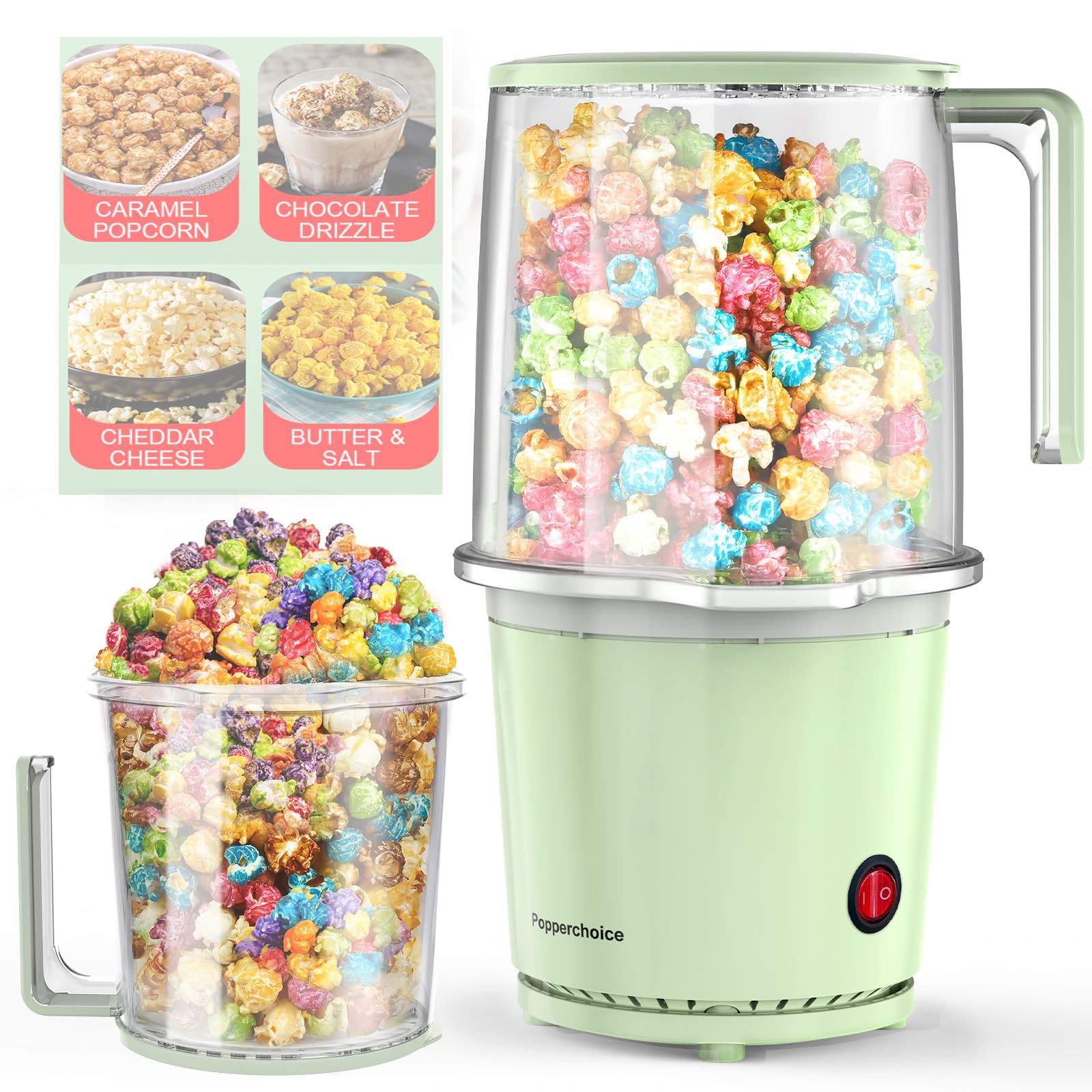 Popperchoice air popper front view for quick, oil-free popcorn at home.