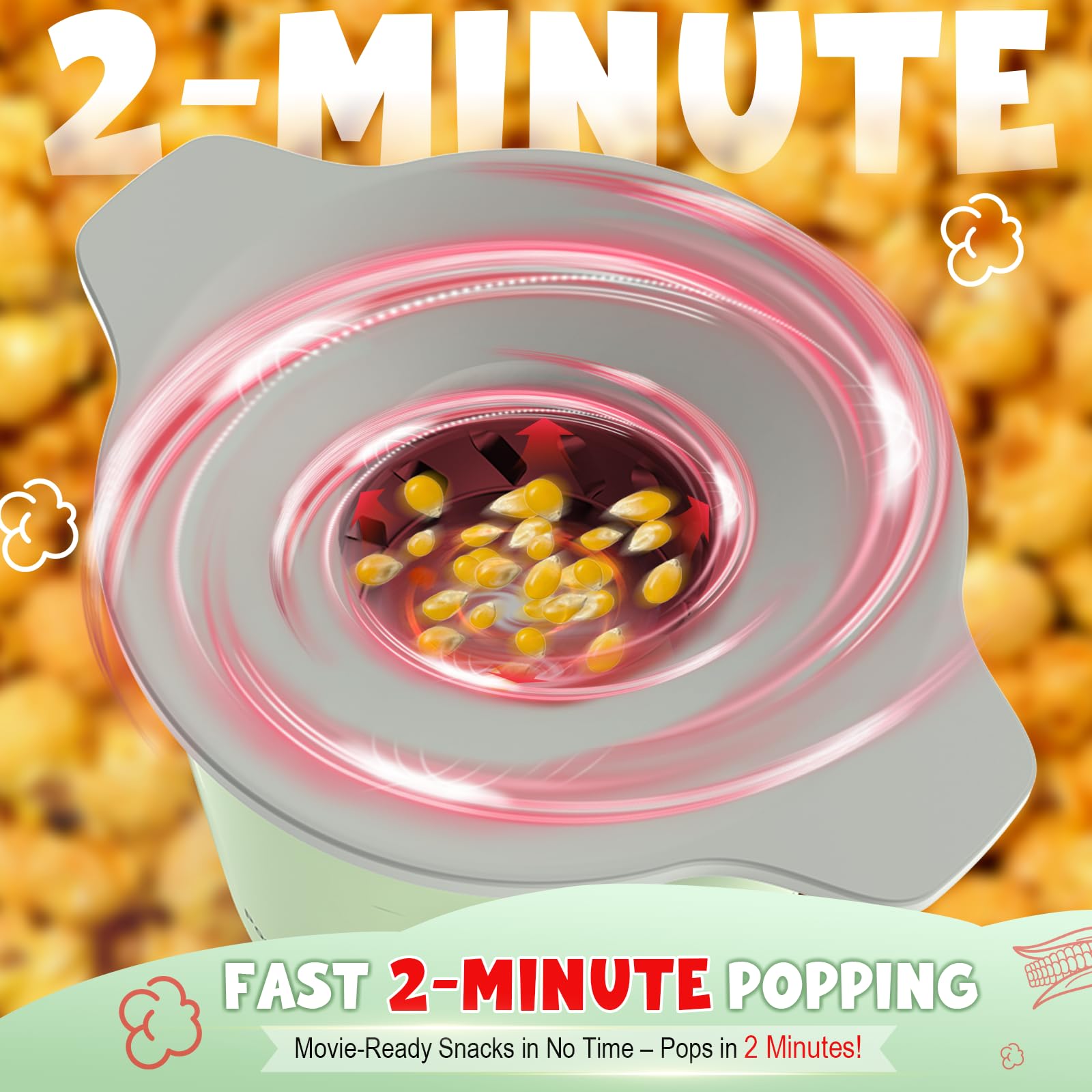 Popperchoice oil-free interior view shows healthy snack preparation.