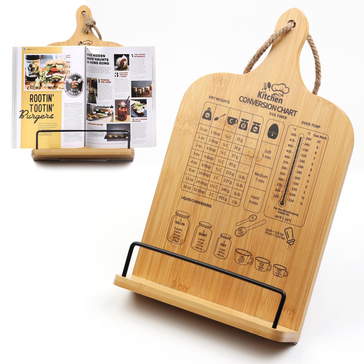 PopularLdo wooden cookbook stand on a countertop for hands-free recipe reading