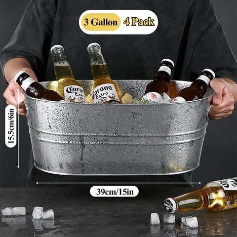 Durable galvanized finish on PORPOR BOOYA ice bucket maintains color over time.
