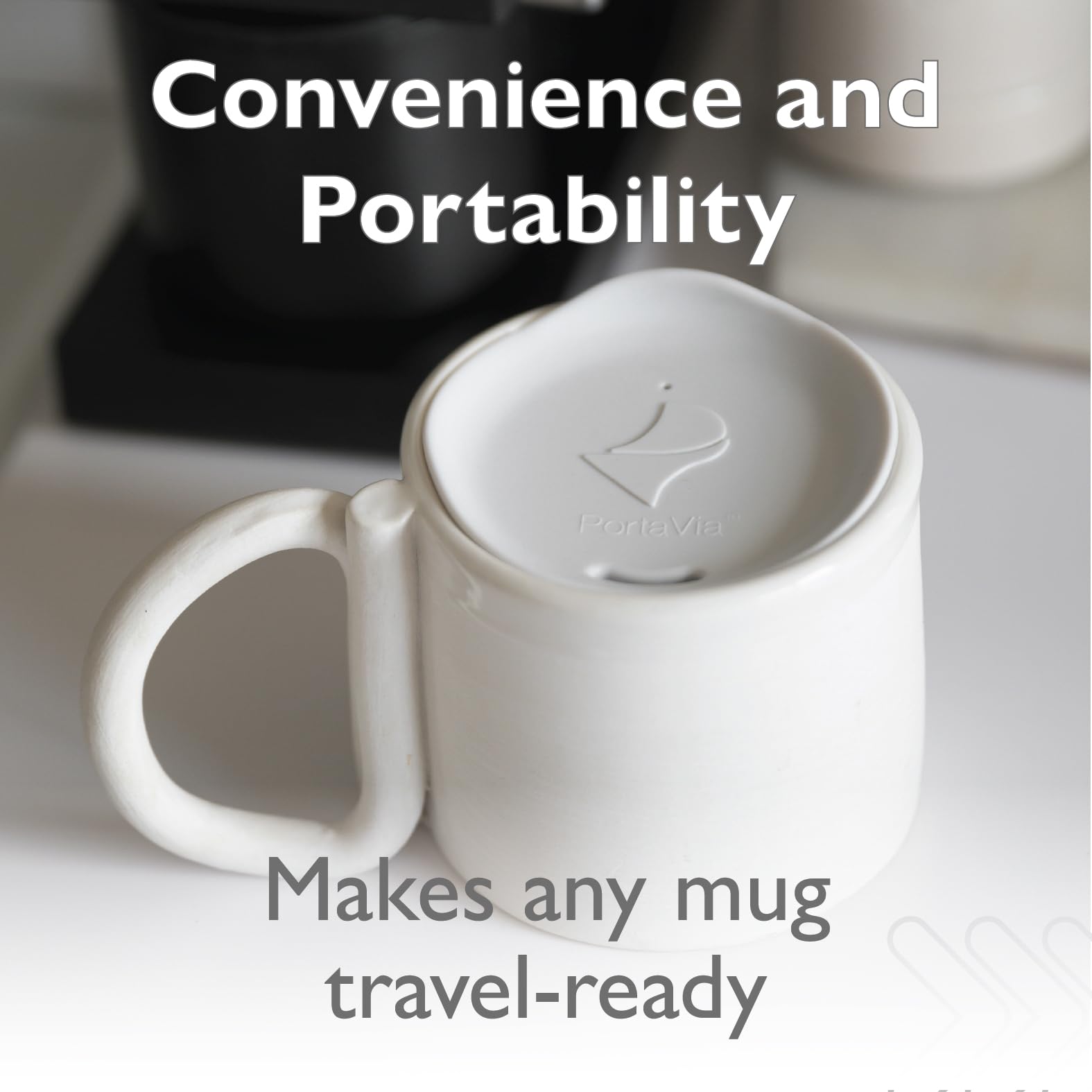 Porta Via lid on the go makes any mug travel-friendly.
