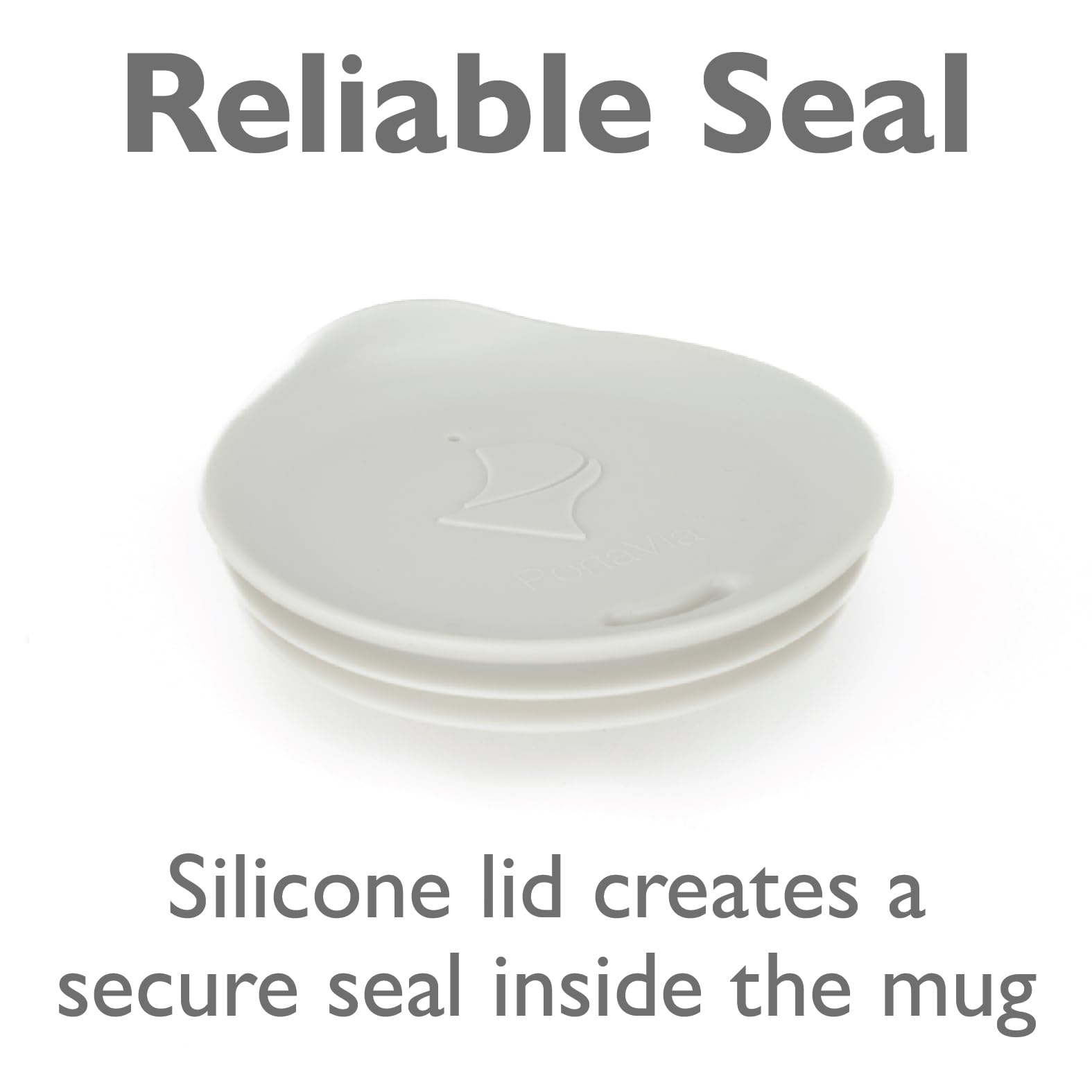 Porta Via lid in stone color complements mugs and reduces waste.