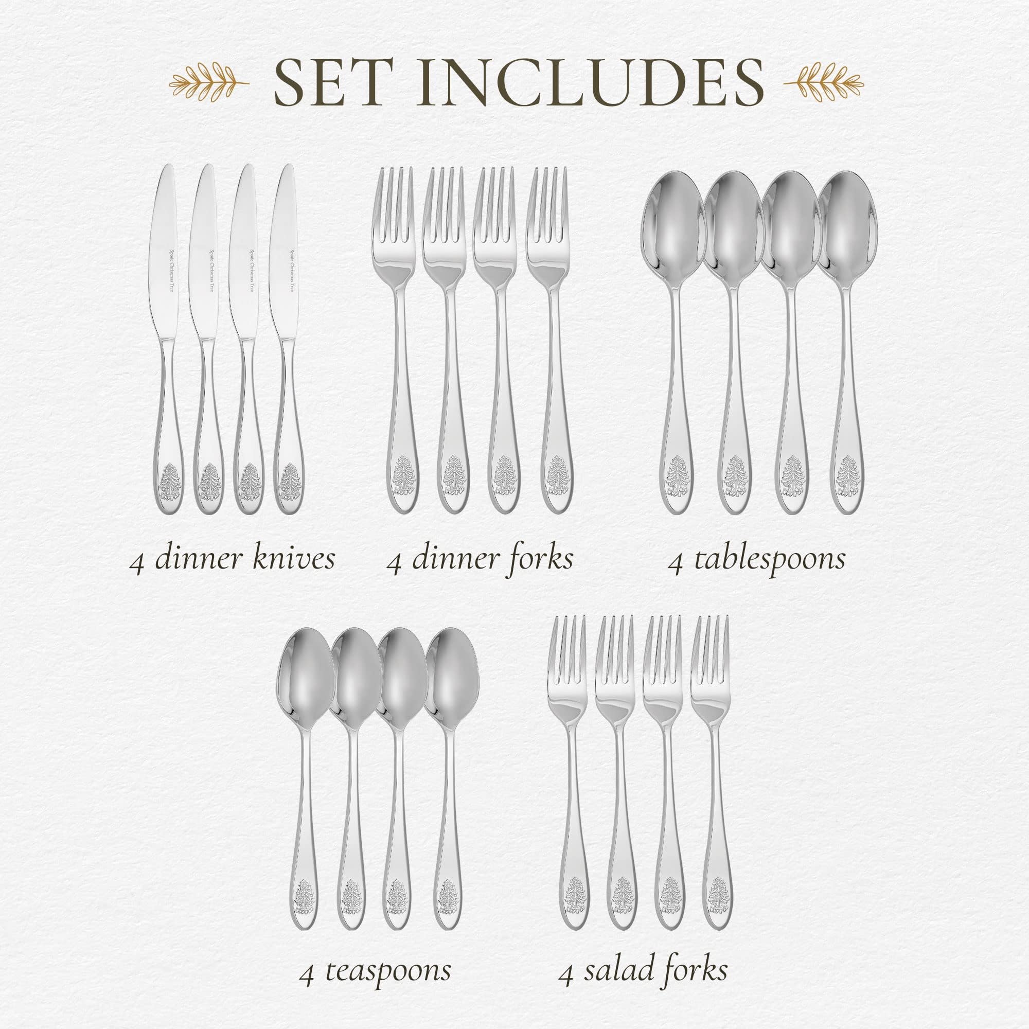 Portmeirion Spode Christmas Tree flatware set is dishwasher safe for easy cleanup