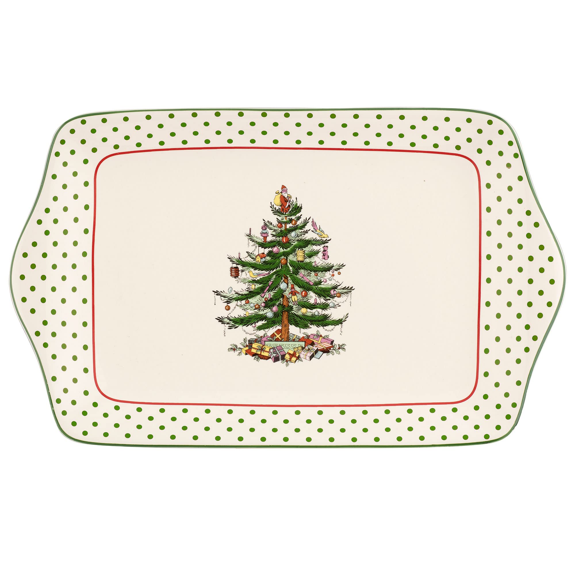 Portmeirion Spode Christmas Tree Polka Dot Dessert Tray ready for festive desserts