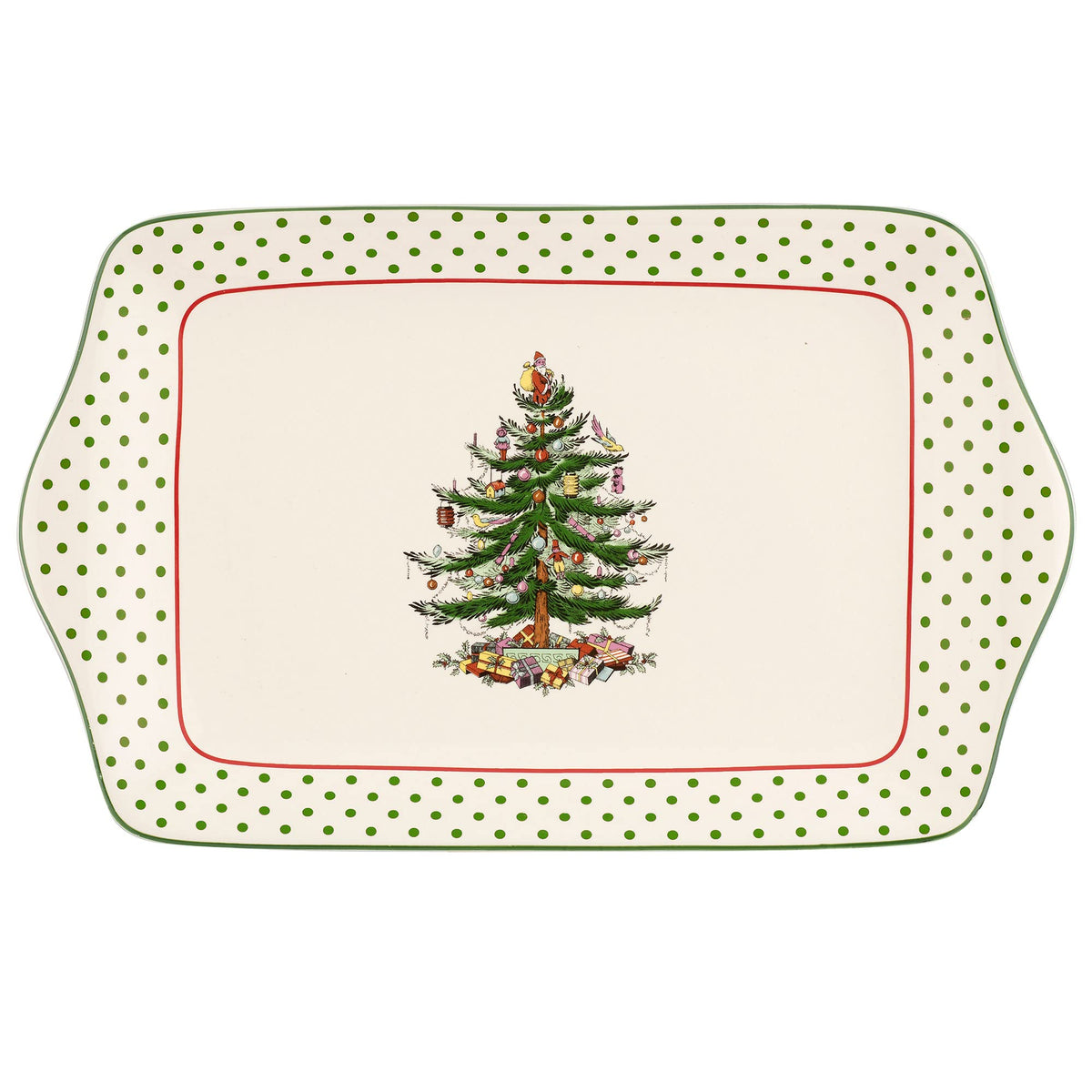 Portmeirion Spode Christmas Tree Polka Dot Dessert Tray ready for festive desserts