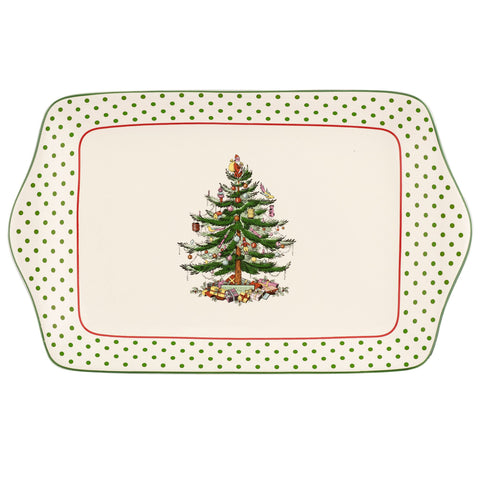 Portmeirion Spode Christmas Tree Polka Dot Dessert Tray ready for festive desserts