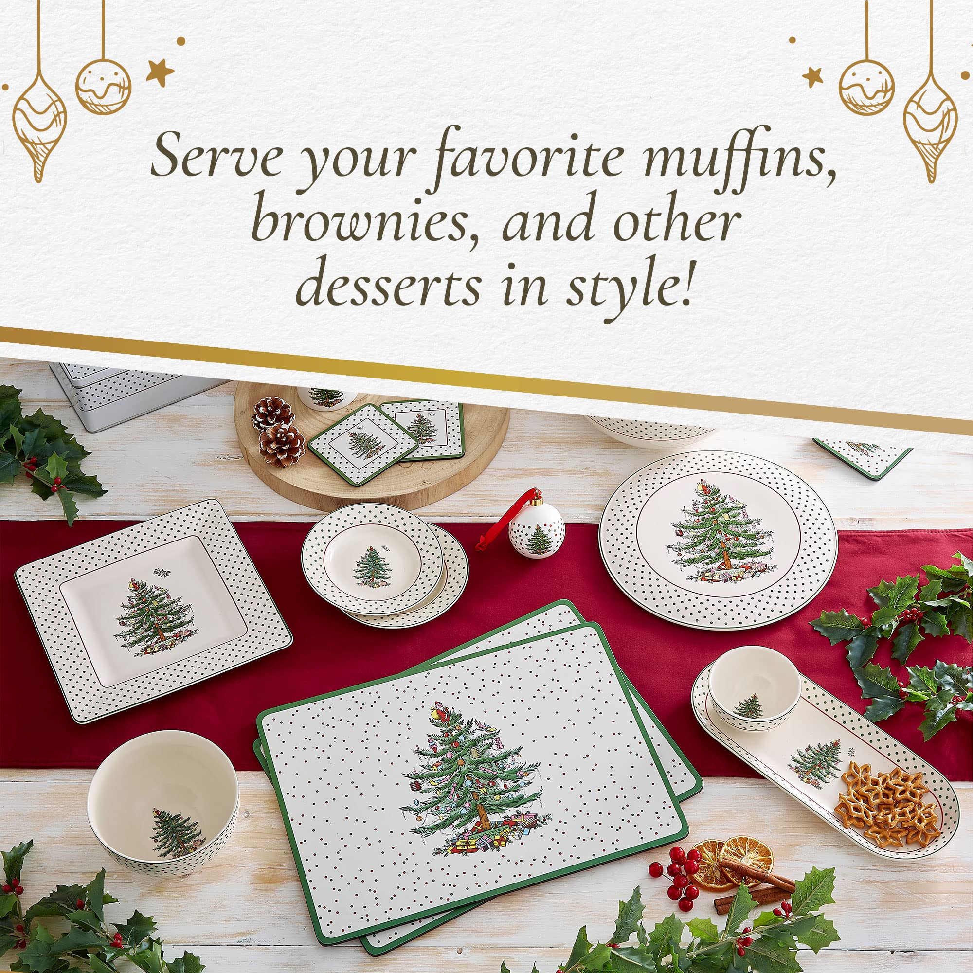 Tray with desserts demonstrates versatile holiday serving with Portmeirion Spode