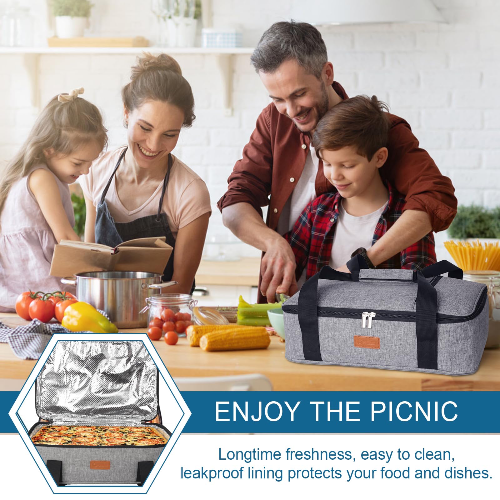 Poruary casserole carrier packing ideas for potlucks, picnics, and travel.