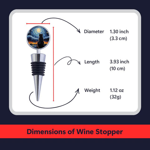 Poseidon Protect Van Gogh-inspired starry night cat design wine stopper adds charm while sealing.