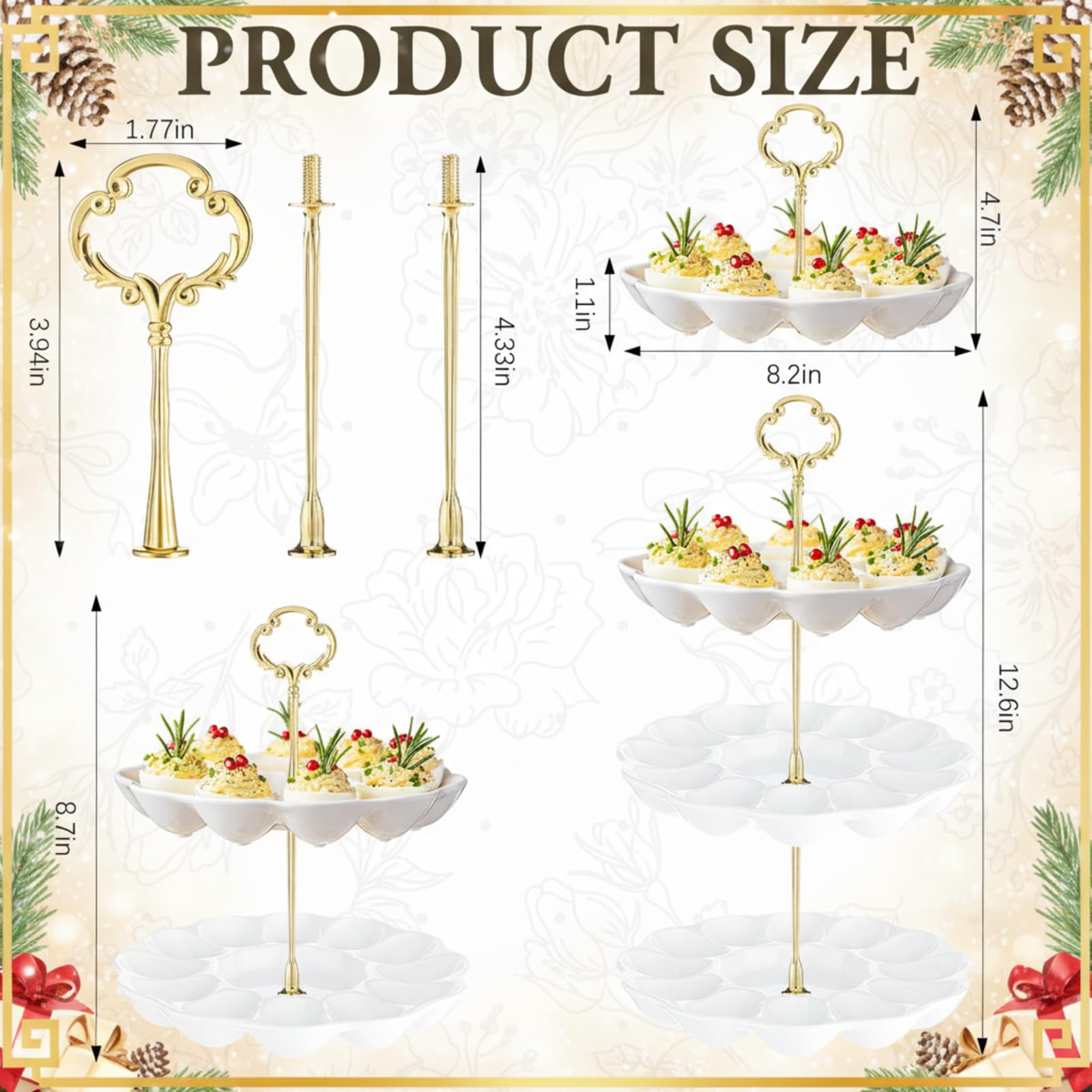 Potchen deviled egg tray with 12 slots per tier for tidy display