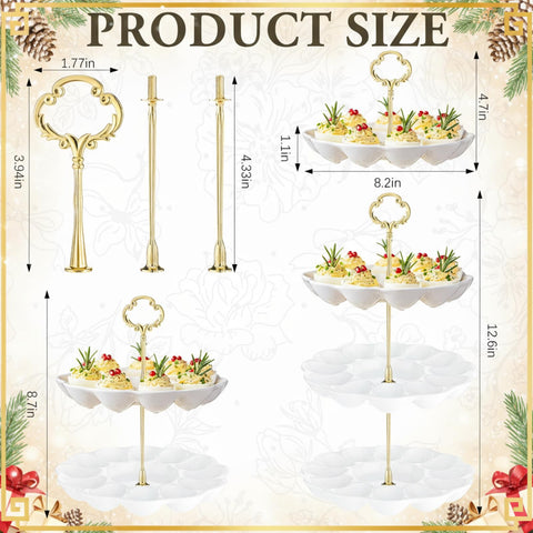 Potchen deviled egg tray with 12 slots per tier for tidy display