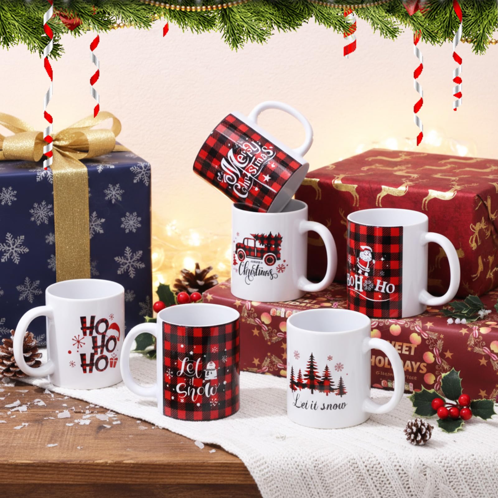 Potchen vintage red truck mug with Christmas tree for festive cocoa