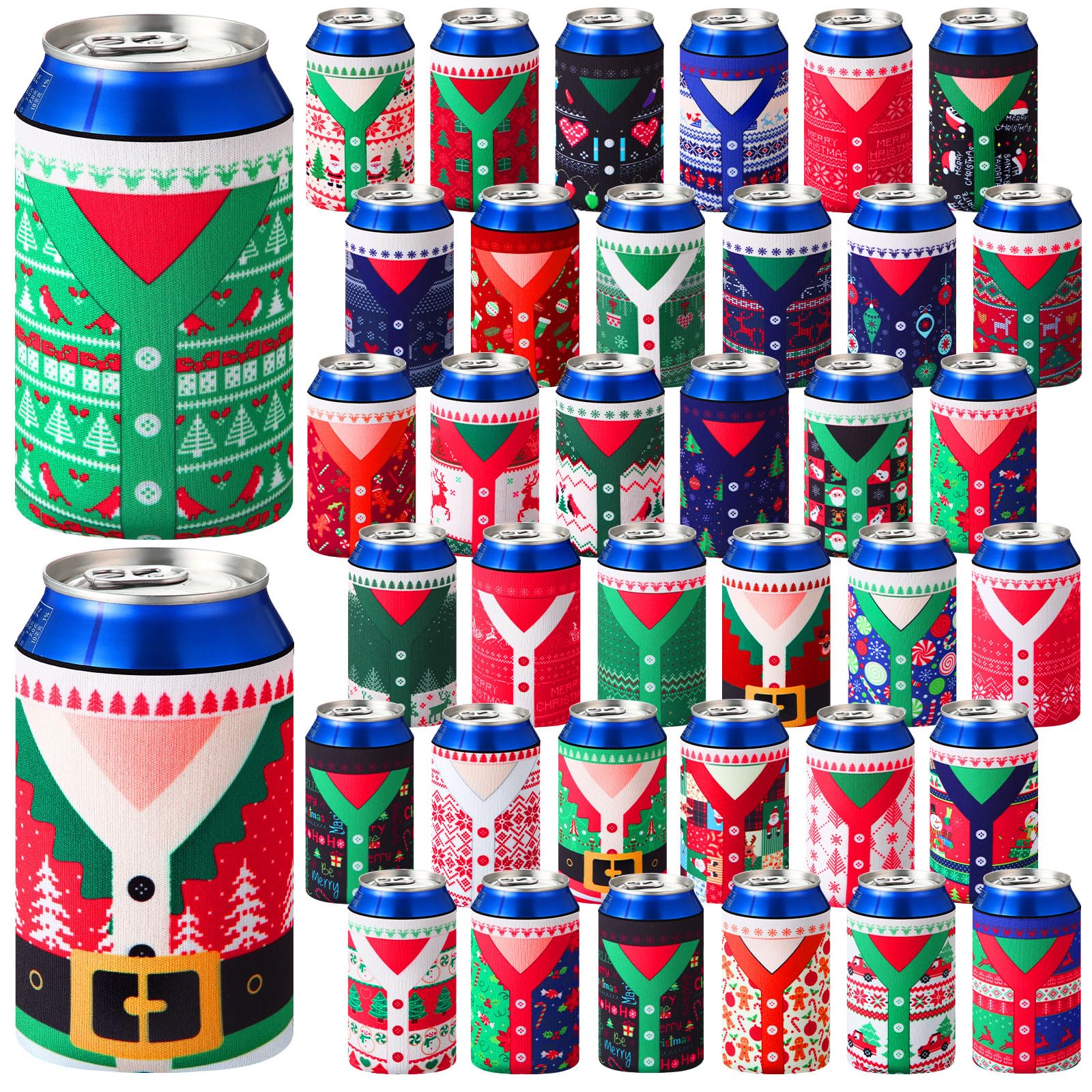 Potchen Christmas sweater can cooler 12oz protects drink and keeps hands warm.
