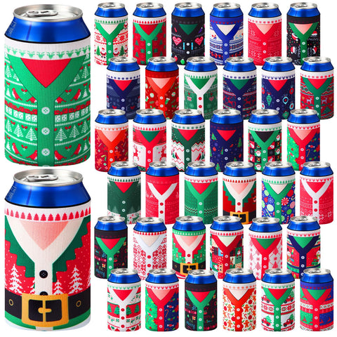 Potchen Christmas sweater can cooler 12oz protects drink and keeps hands warm.