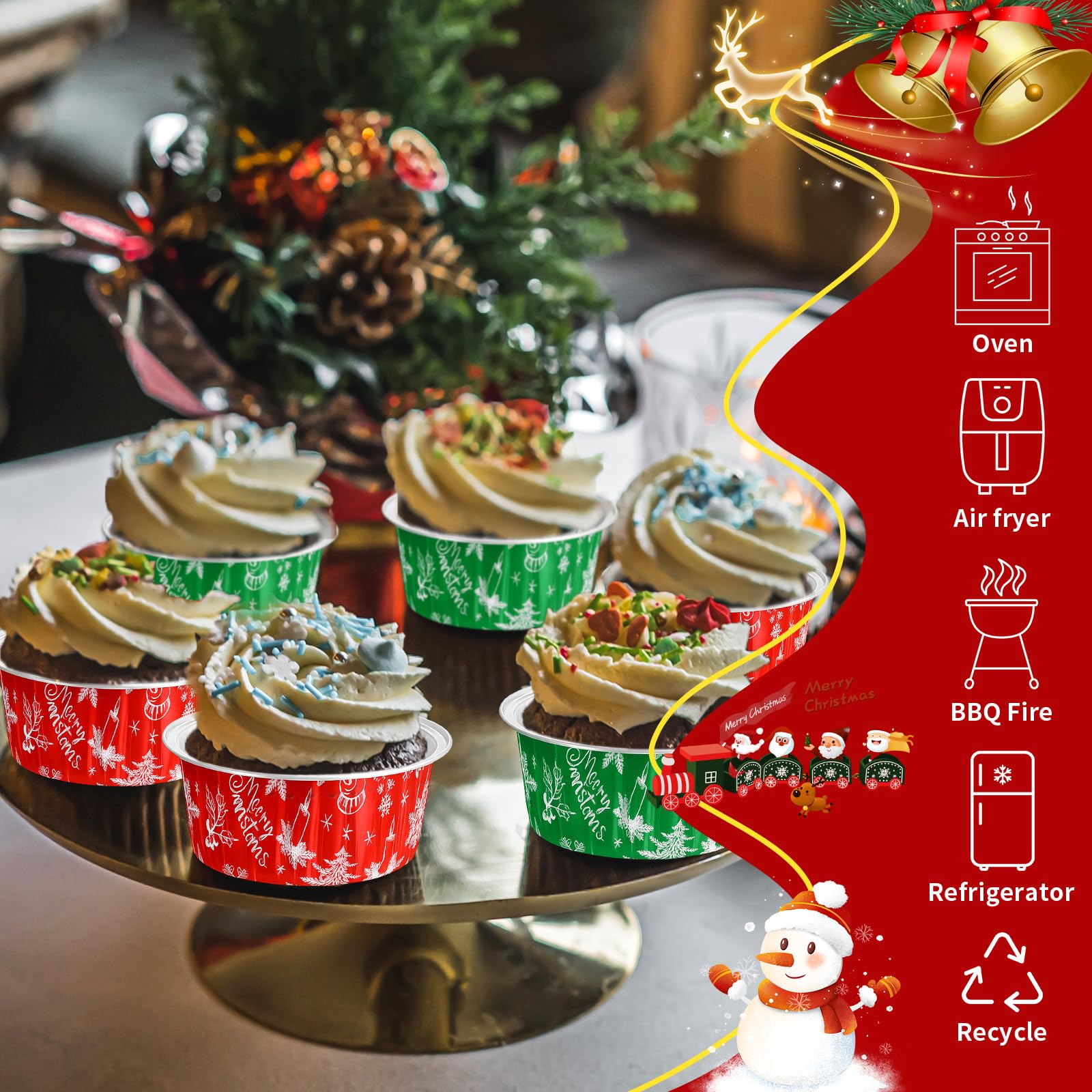 Potchen oven-safe foil cups withstand high heat for baking.