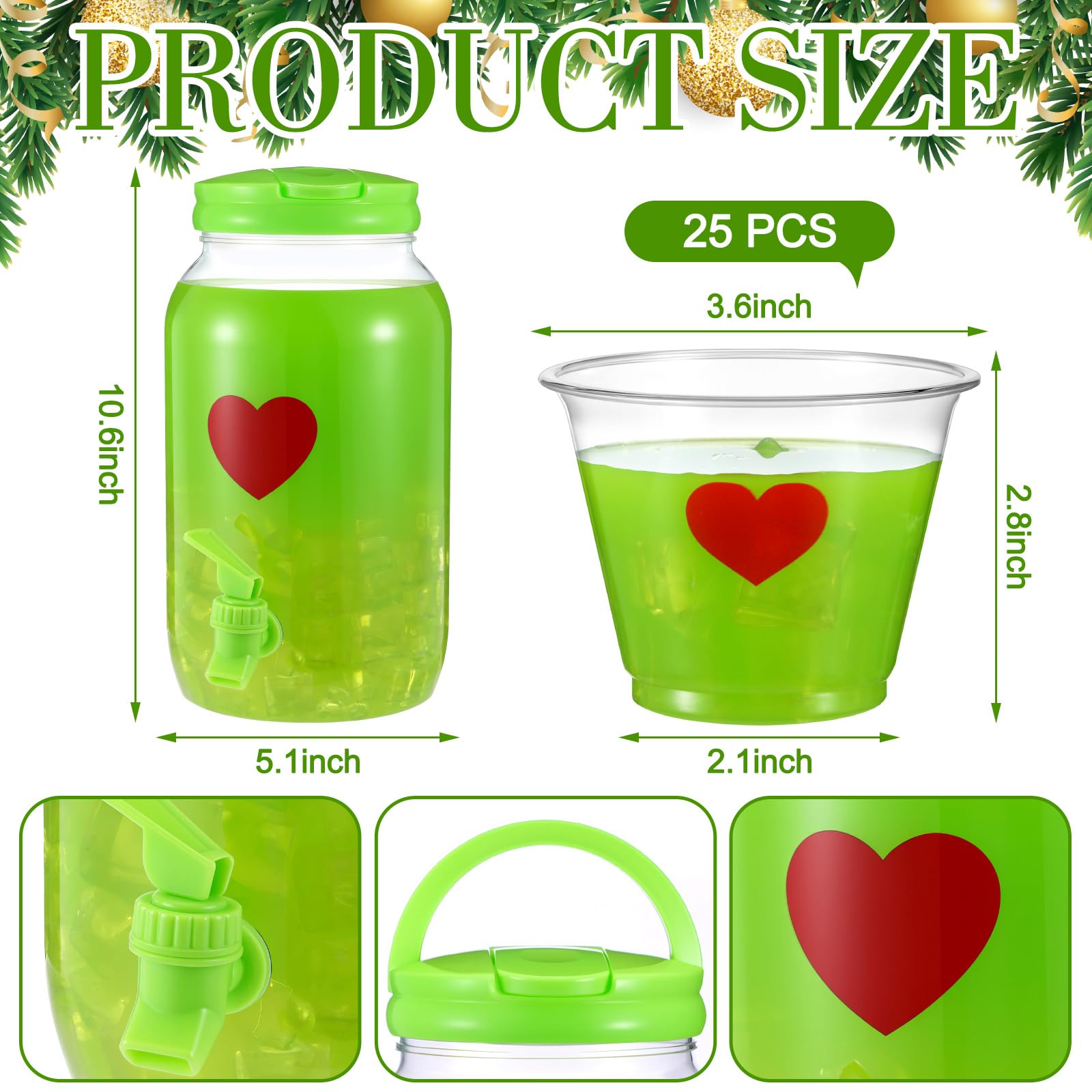Potchen lime green holiday decor brightens the drinks station.