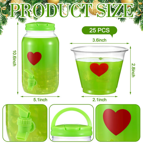 Potchen lime green holiday decor brightens the drinks station.