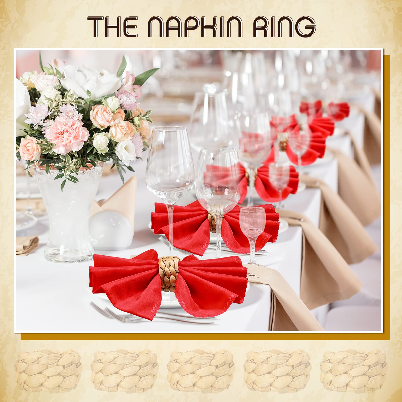 Potchen napkin ring fits linen and paper napkins for versatile table styling.