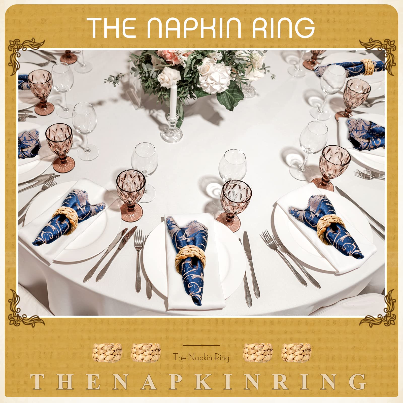 Potchen reusable napkin rings reduce waste while simplifying party prep.