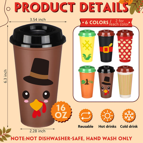 Potchen 16oz Thanksgiving cup show maple leaves, perfect for autumn entertaining.