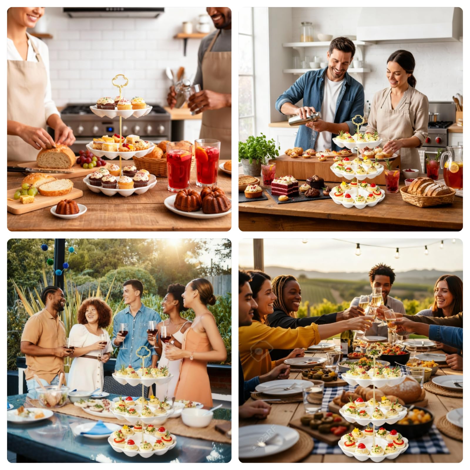 Potchen white floral ceramic surface with gold accents elevates table decor