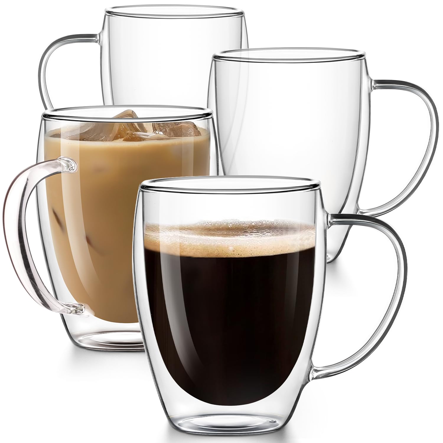 Potdoctor double-walled glass mug with handle keeps coffee hot longer
