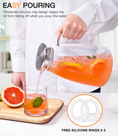 Potdoctor glass pitcher 2L capacity for family gatherings.