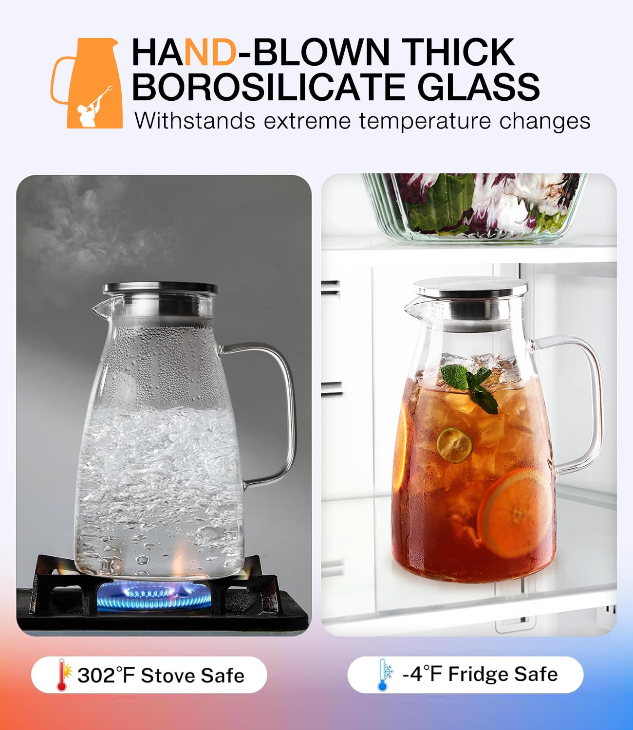 Potdoctor glass pitcher handle for comfortable grip.