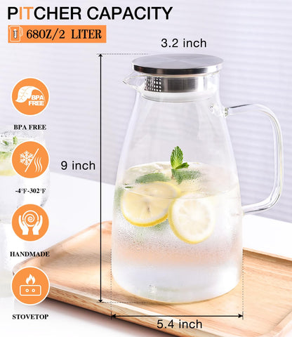 Potdoctor glass pitcher with built-in strainer keeps debris out.